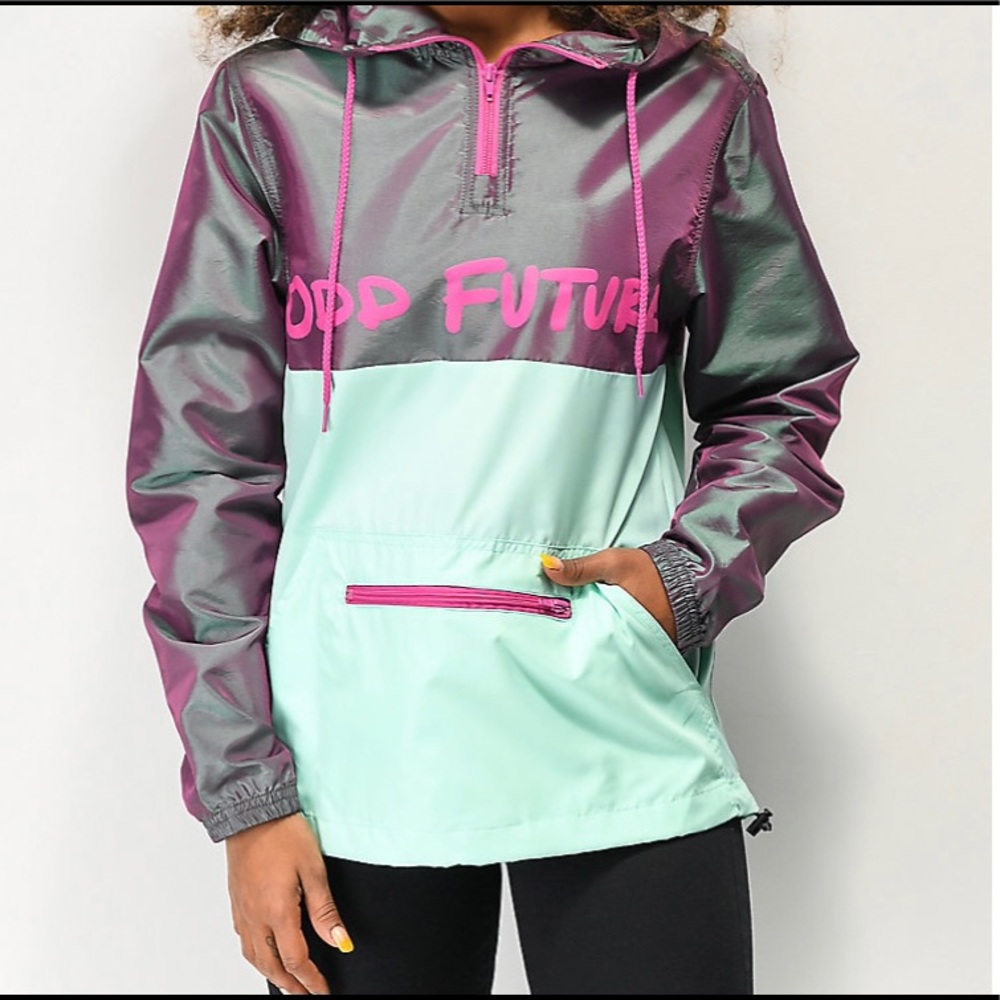 Iridescent Purple & Mint Anorak Windbreaker Jacket - Picture 2 of 6
